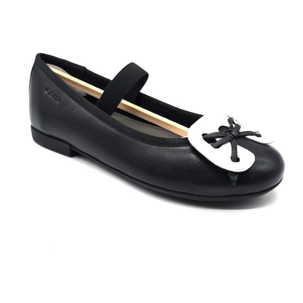 Girls GEOX Black Leather Ballet Flats US 12 J Plie B Toddler Big Kid J3455B